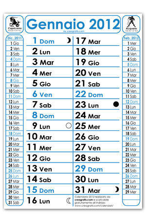 Calendario Fasi Lunari Calendario 2012 con Fasi Lunari