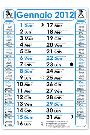 Calendario Santi e Fasi Lunari Calendario 2012 con Santi e Fasi Lunari