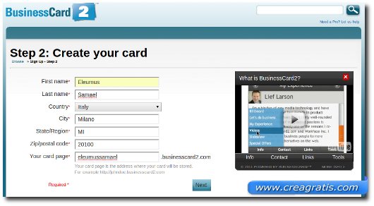 Inserimento dati Inserimento dei dati personali
