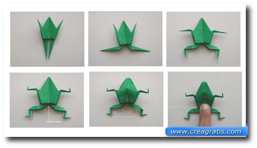 Istruzioni rana origami Ultimi passi per realizzare la rana origami