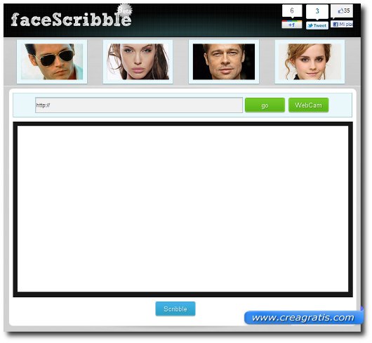 FaceScribble Sito aggiungere effetti, oggetti e testo alle foto