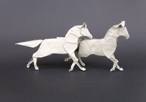 Cavalli nella prateria Immagine dell'origami Cavalli nella prateria