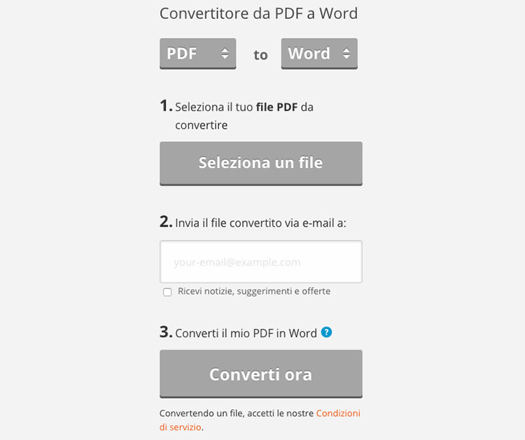 Pdftoword per convertire PDF in Word