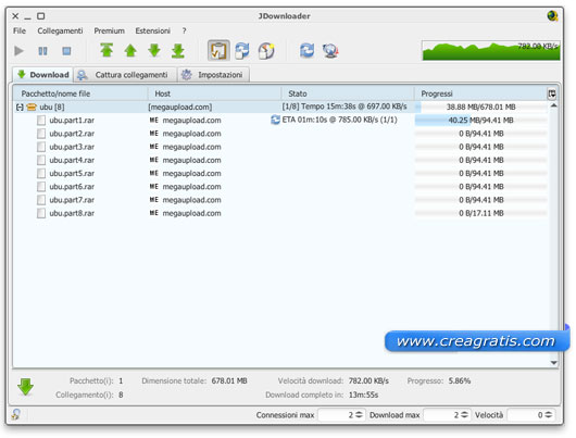 Scaricare file con JDownloader