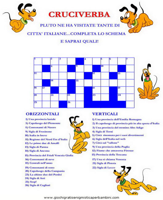 9 Cruciverba per Bambini da Stampare Gratis