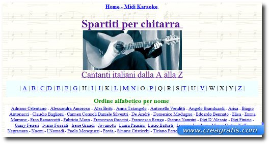 Secondo sito con spartiti per chitarra