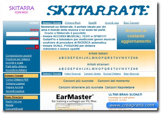 Terzo sito con spartiti per chitarra