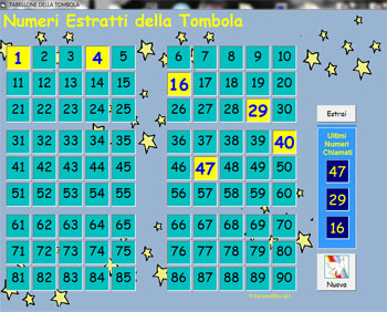 Immagine del secondo programma per l'estrazione dei numeri della tombola