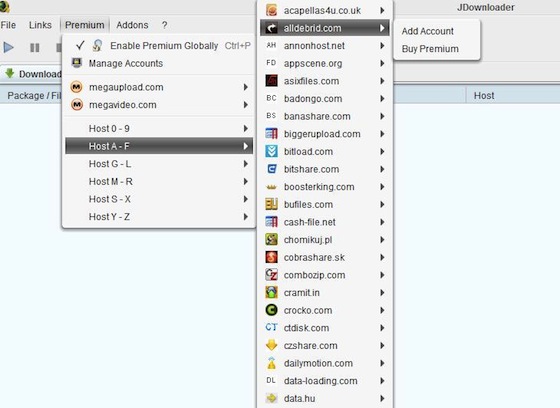 Configurare l'account premium di AllDebrid in JDownloader