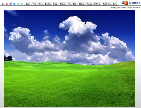 Изображение сайта CellSea для редактирования фото онлайн