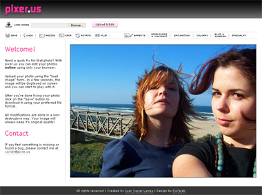 Изображение с сайта Pixer для редактирования фото онлайн