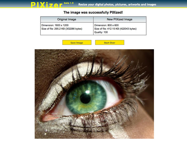 Immagine del sito Pixizer per modificare foto online