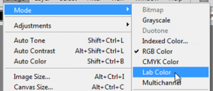 Selezione della modalità Lab Color in Photshop