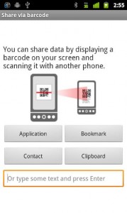Interfaccia dell'app Barcode Scanner per Android