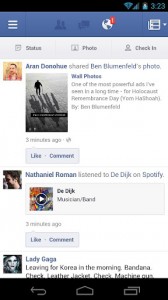Interfaccia dell'app Facebook per Android