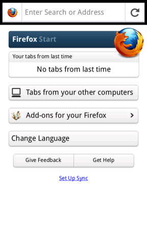 Графический интерфейс браузера Firefox для Android