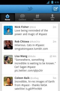Interfaccia dell'app Twitter per Android