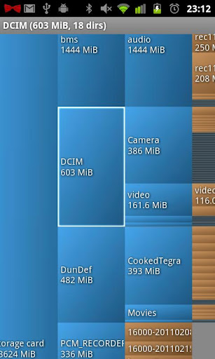 Interfaccia dell'applicazione Disk Usage