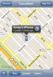 Interfaccia dell'app Trova il mio iPhone