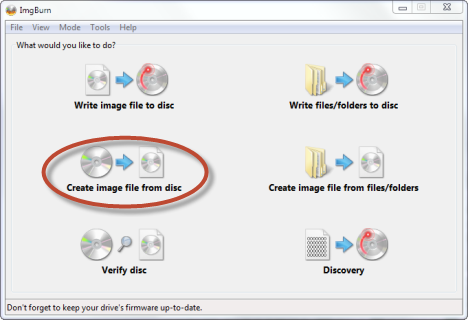 Interfaccia grafica del programma ImgBurn