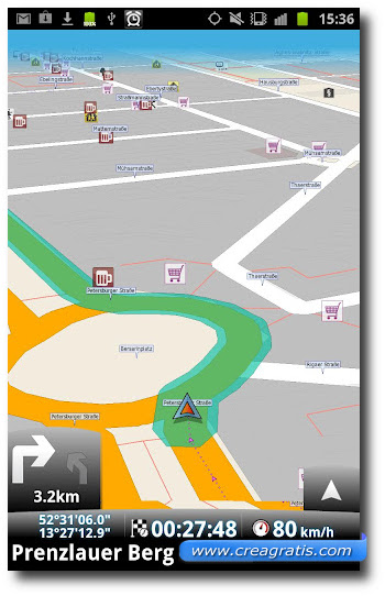 Interfaccia grafica del navigatore Map Factor Navigator