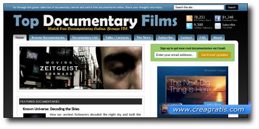 Immagine del sito Top Documentary Films