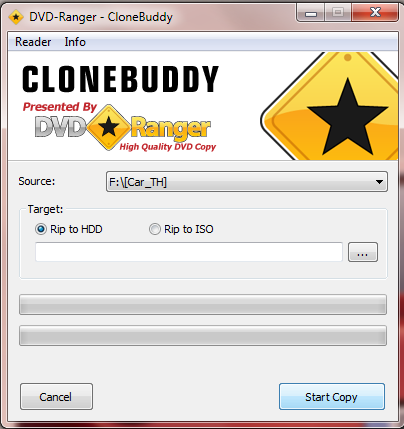 Interfaccia grafica del software CloneBuddy