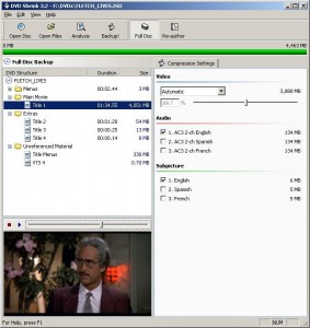 Interfaccia del software DVD Shrink