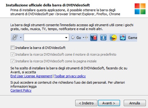 Installazione della barra di DVDVideoSoft