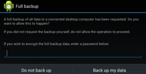 Schermata di backup di Android