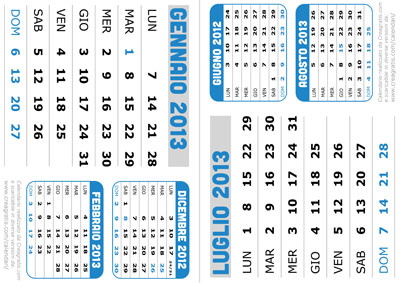 Esempio di stampa di una pagina del calendario