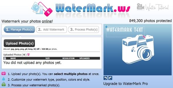 Immagine del sito WaterMark.ws per aggiungere watermark