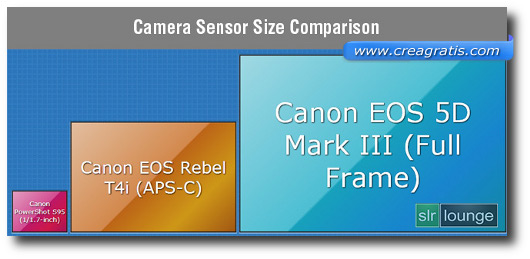 Immagine sulla dimensione del sensore della fotocamera