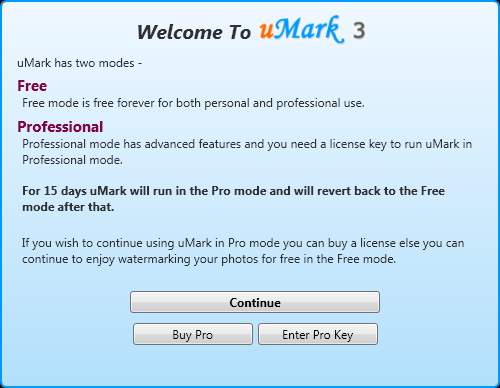 Interfaccia del software uMark per aggiungere watermark
