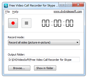 Interfaccia grafica di Free Video Call Recorder for Skype