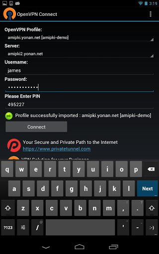 Immagine dell'applicazione OpenVPN Connect per Android