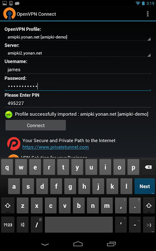 Immagine dell$0027applicazione OpenVPN Connect per Android