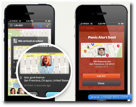 Immagine dell$0027applicazione Life360 per Android e iPhone