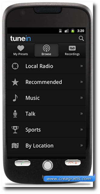 Immagine dell$0027applicazione TunenIn per Android