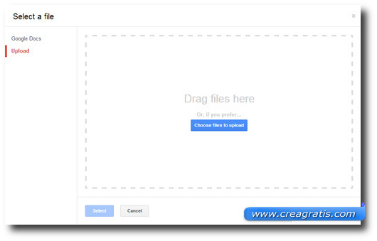 Schermata di selezione dei file da convertire