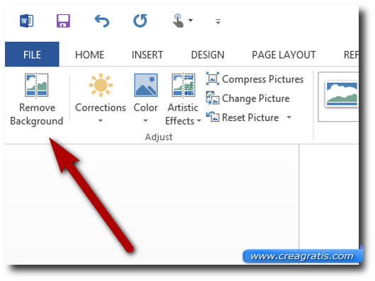 Schermata di MicroSoft Office per rimuovere lo sfondo da una foto
