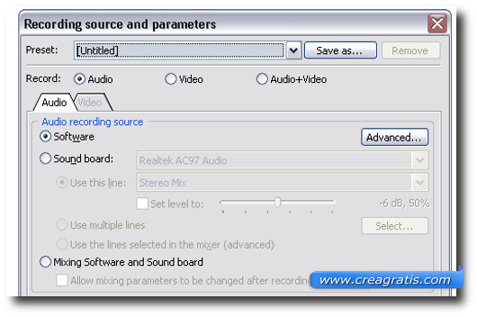 Schermata del programma Audacity per Ubuntu