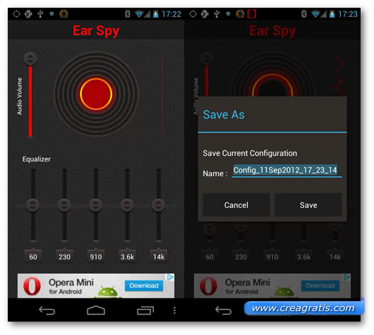 Schermata dell$0027applicazione Ear Spy per Android