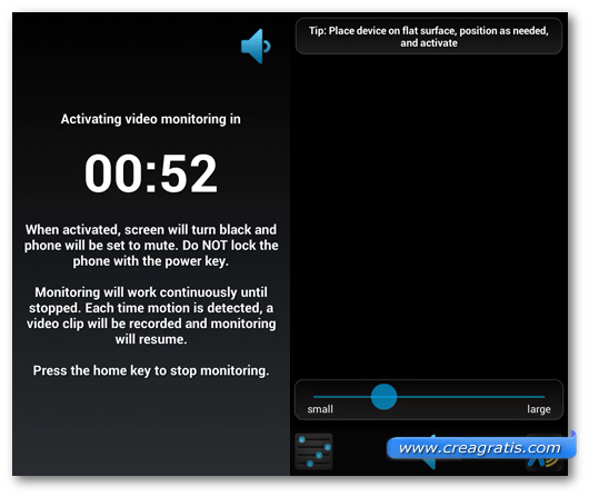 Schermata dell'applicazione Spy Video Recorder per Android