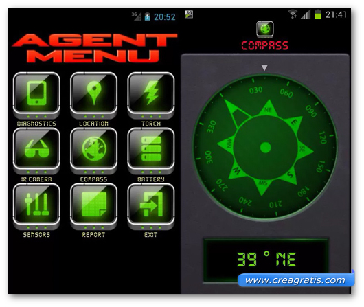 Schermata dell'applicazione Secret Agent per Android