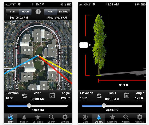 Schermata dell'applicazione LightTrac per iOS