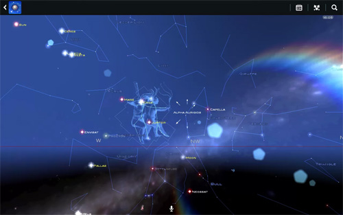 Schermata dell'applicazione Star Chart per Android e iOS