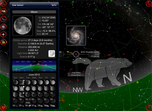 Schermata dell'applicazione GoSkyWatch Planetarium per iOS