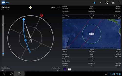 Schermata dell$0027applicazione ISS Detector per Android