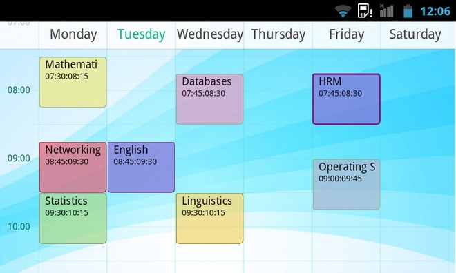 Schermata dell$0027applicazione Timetable per Android